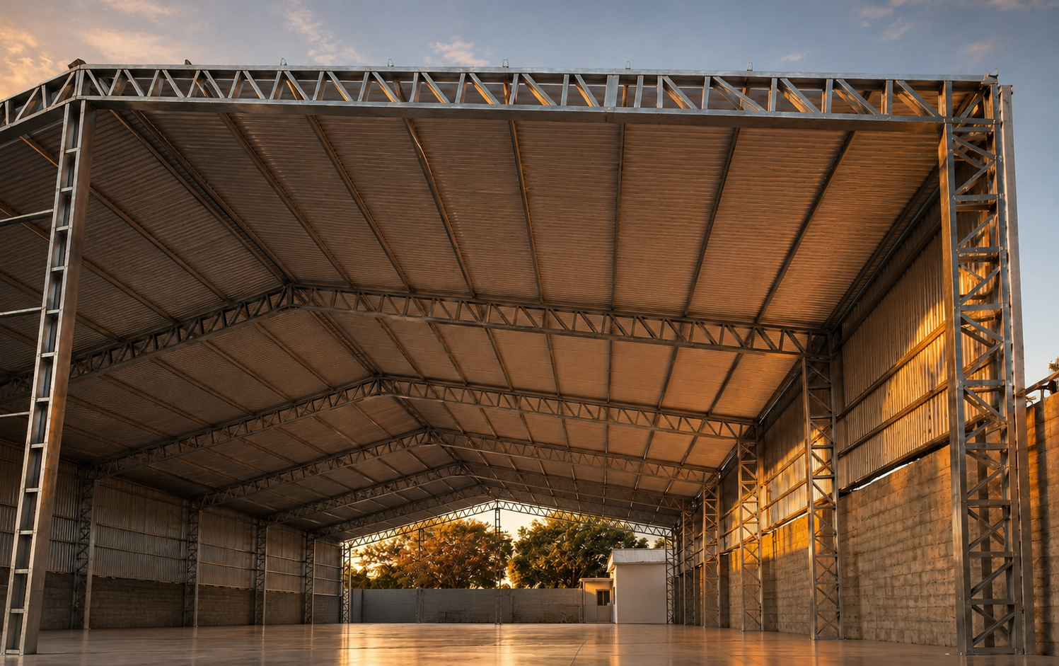 Galpon galvanizado terminado instalado en Uruguay — Galpones El Tano SAS